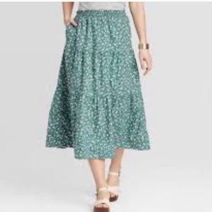 Universal Thread Floral Mid-Rise Tiered Skirt XXL